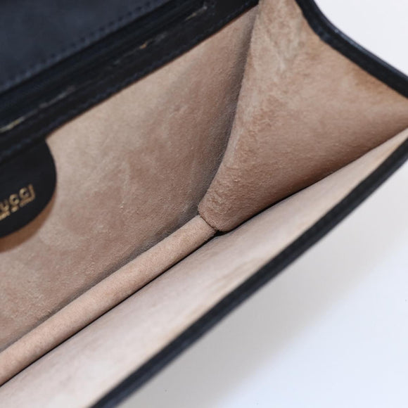 GUCCI Clutch Bag Leather Black Gold Auth ka351