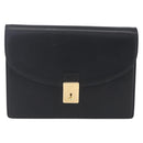 GUCCI Clutch Bag Leather Black Gold Auth ka351-13