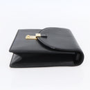GUCCI Clutch Bag Leather Black Gold Auth ka351-3