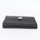GUCCI Clutch Bag Leather Black Gold Auth ka351-5