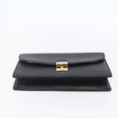GUCCI Clutch Bag Leather Black Gold Auth ka351-6