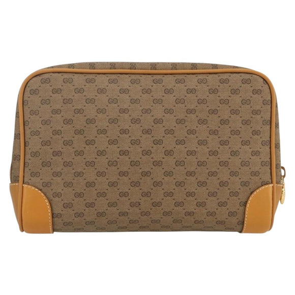GUCCI Micro GG Supreme Clutch Bag PVC Beige Gold Auth ka3514