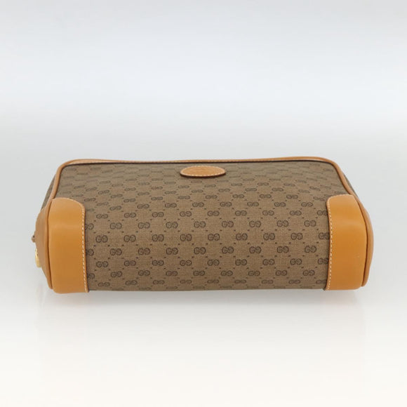 GUCCI Micro GG Supreme Clutch Bag PVC Beige Gold Auth ka3514