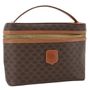 CELINE Macadam Canvas Vanity Hand Bag PVC Leather Brown Gold Auth ka3516-1