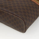 CELINE Macadam Canvas Vanity Hand Bag PVC Leather Brown Gold Auth ka3516-10
