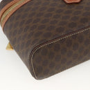 CELINE Macadam Canvas Vanity Hand Bag PVC Leather Brown Gold Auth ka3516-11