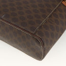 CELINE Macadam Canvas Vanity Hand Bag PVC Leather Brown Gold Auth ka3516-12