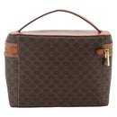 CELINE Macadam Canvas Vanity Hand Bag PVC Leather Brown Gold Auth ka3516-3