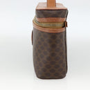 CELINE Macadam Canvas Vanity Hand Bag PVC Leather Brown Gold Auth ka3516-5