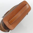 CELINE Macadam Canvas Vanity Hand Bag PVC Leather Brown Gold Auth ka3516-6