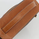 CELINE Macadam Canvas Vanity Hand Bag PVC Leather Brown Gold Auth ka3516-7