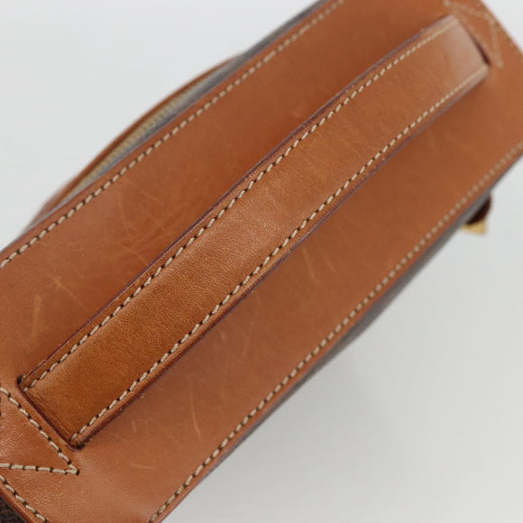 CELINE Macadam Canvas Vanity Hand Bag PVC Leather Brown Gold Auth ka3516