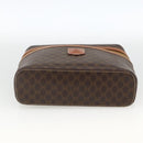 CELINE Macadam Canvas Vanity Hand Bag PVC Leather Brown Gold Auth ka3516-9