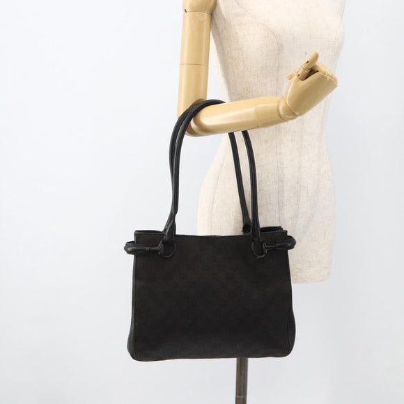 GUCCI GG Canvas Shoulder Bag Black 101971 Auth ka3517