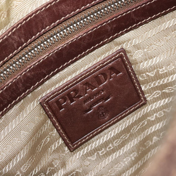 PRADA Shoulder Bag Canvas Beige Silver Auth ka3519