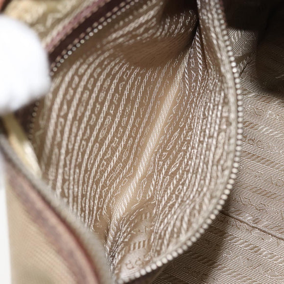 PRADA Shoulder Bag Canvas Beige Silver Auth ka3519
