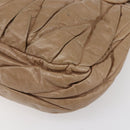 Miu Miu Matelasse Hand Bag Leather 2way Beige Gold Auth ka352-17