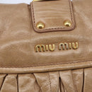 Miu Miu Matelasse Hand Bag Leather 2way Beige Gold Auth ka352-18