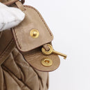 Miu Miu Matelasse Hand Bag Leather 2way Beige Gold Auth ka352-11