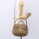 Miu Miu Matelasse Hand Bag Leather 2way Beige Gold Auth ka352-27