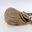 Miu Miu Matelasse Hand Bag Leather 2way Beige Gold Auth ka352-4