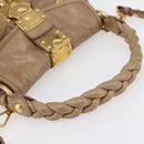 Miu Miu Matelasse Hand Bag Leather 2way Beige Gold Auth ka352-7
