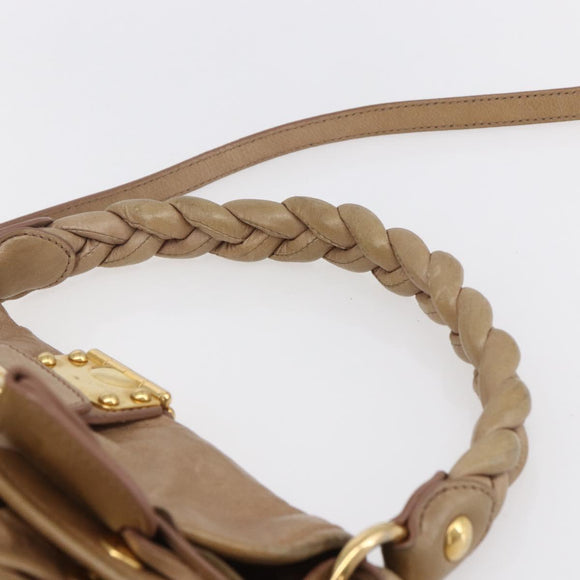 Miu Miu Matelasse Hand Bag Leather 2way Beige Gold Auth ka352