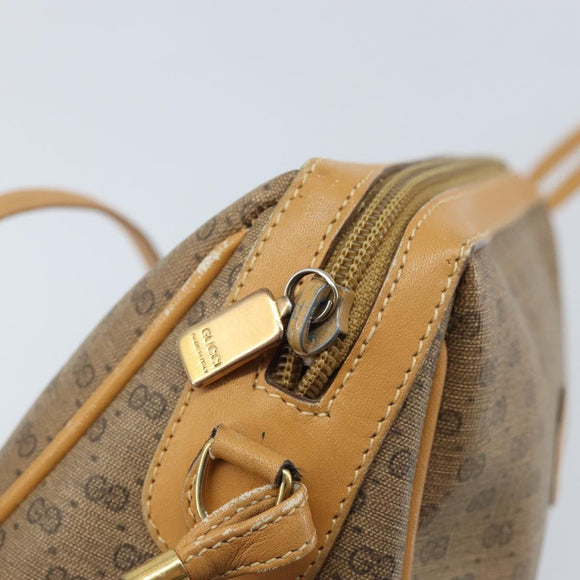 GUCCI Micro GG Supreme Shoulder Bag PVC Beige Gold Auth ka3521