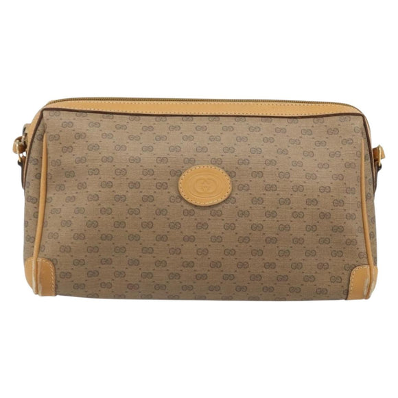 GUCCI Micro GG Supreme Shoulder Bag PVC Beige Gold Auth ka3521