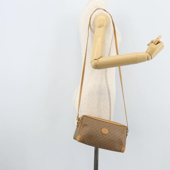 GUCCI Micro GG Supreme Shoulder Bag PVC Beige Gold Auth ka3521