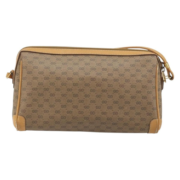 GUCCI Micro GG Supreme Shoulder Bag PVC Beige Gold Auth ka3521