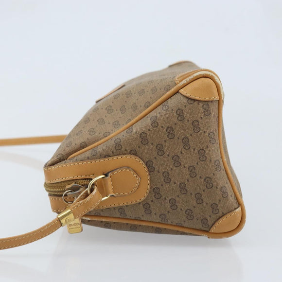 GUCCI Micro GG Supreme Shoulder Bag PVC Beige Gold Auth ka3521