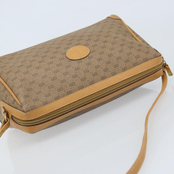 GUCCI Micro GG Supreme Shoulder Bag PVC Beige Gold Auth ka3521