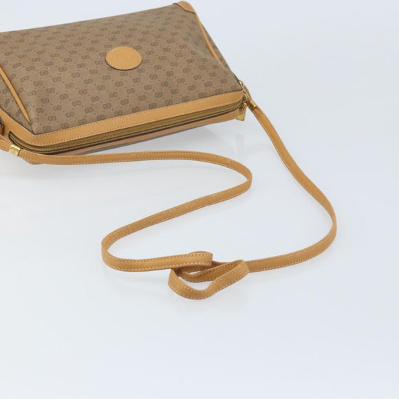 GUCCI Micro GG Supreme Shoulder Bag PVC Beige Gold Auth ka3521