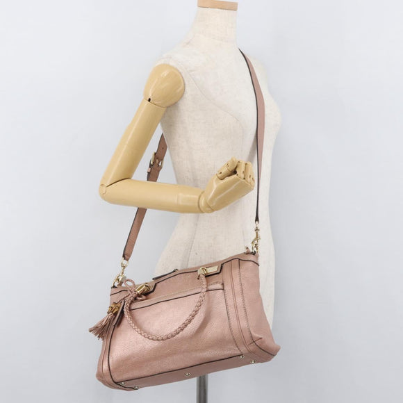 GUCCI Tote Bag Leather 2way Pink Gold 282300 Auth ka3524