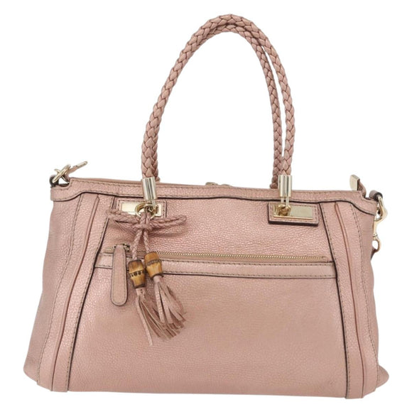 GUCCI Tote Bag Leather 2way Pink Gold 282300 Auth ka3524