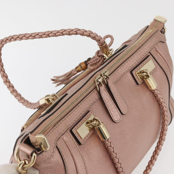 GUCCI Tote Bag Leather 2way Pink Gold 282300 Auth ka3524