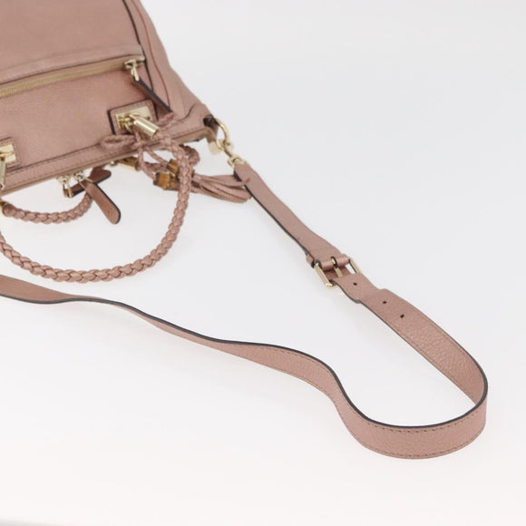 GUCCI Tote Bag Leather 2way Pink Gold 282300 Auth ka3524