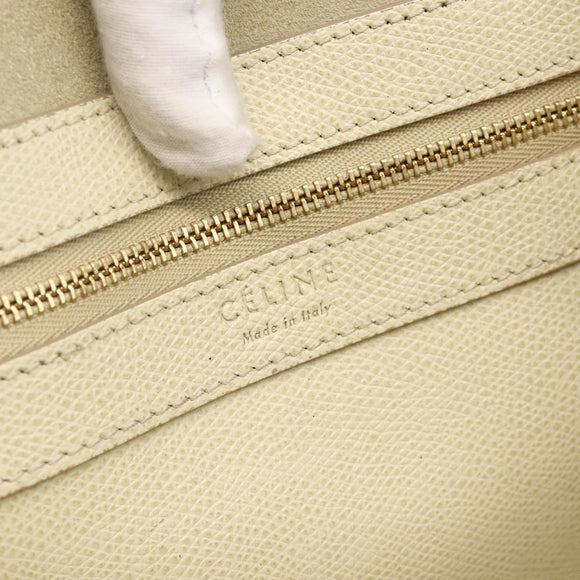 CELINE Hand Bag Leather 2way Beige Gold Auth ka3526