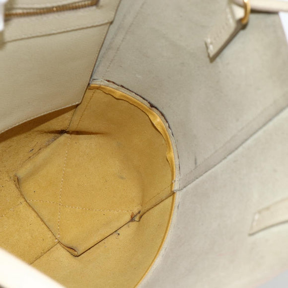 CELINE Hand Bag Leather 2way Beige Gold Auth ka3526