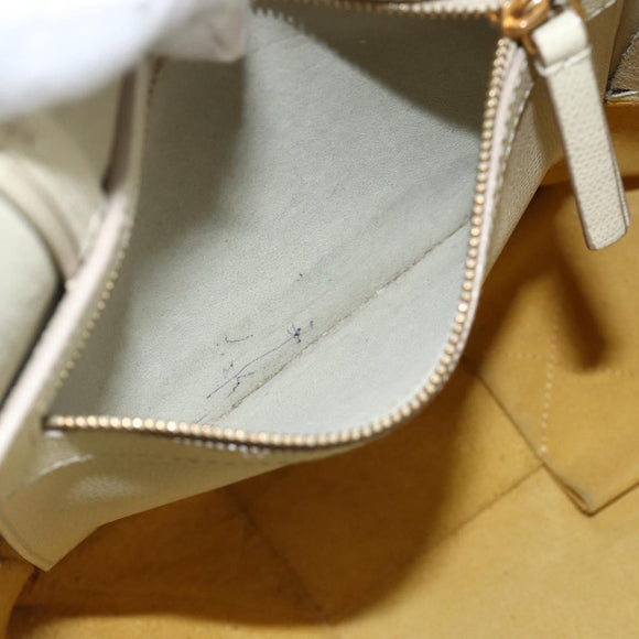 CELINE Hand Bag Leather 2way Beige Gold Auth ka3526