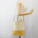 CELINE Hand Bag Leather 2way Beige Gold Auth ka3526-23