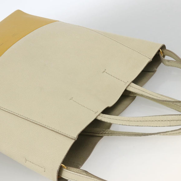 CELINE Hand Bag Leather 2way Beige Gold Auth ka3526