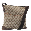 GUCCI GG Canvas Shoulder Bag Beige Silver 145857 Auth ka3527-1