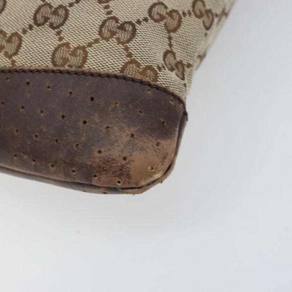 GUCCI GG Canvas Shoulder Bag Beige Silver 145857 Auth ka3527