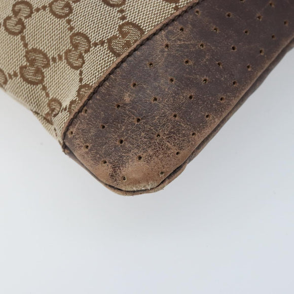 GUCCI GG Canvas Shoulder Bag Beige Silver 145857 Auth ka3527