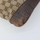 GUCCI GG Canvas Shoulder Bag Beige Silver 145857 Auth ka3527-17