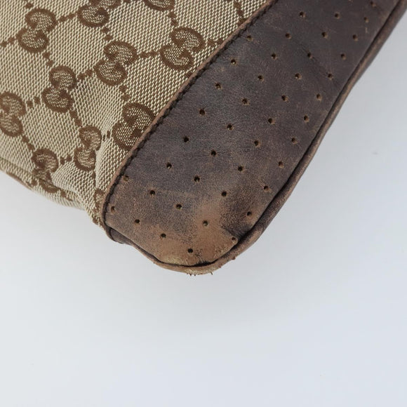 GUCCI GG Canvas Shoulder Bag Beige Silver 145857 Auth ka3527