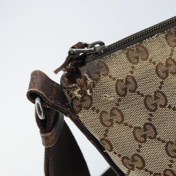 GUCCI GG Canvas Shoulder Bag Beige Silver 145857 Auth ka3527