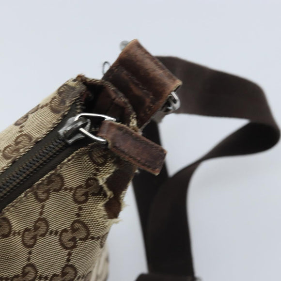 GUCCI GG Canvas Shoulder Bag Beige Silver 145857 Auth ka3527